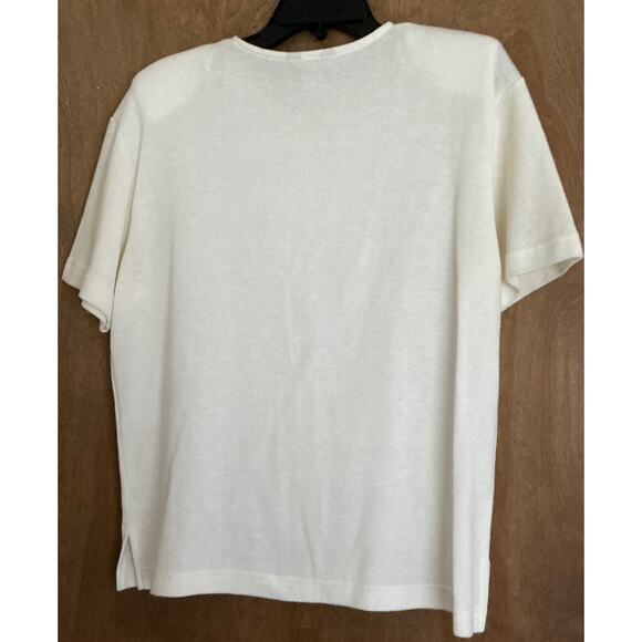 Vintage TEDDI Woman Short Sleeve Sweater Embroidered Angels Crystal Button Small - Picture 3 of 14